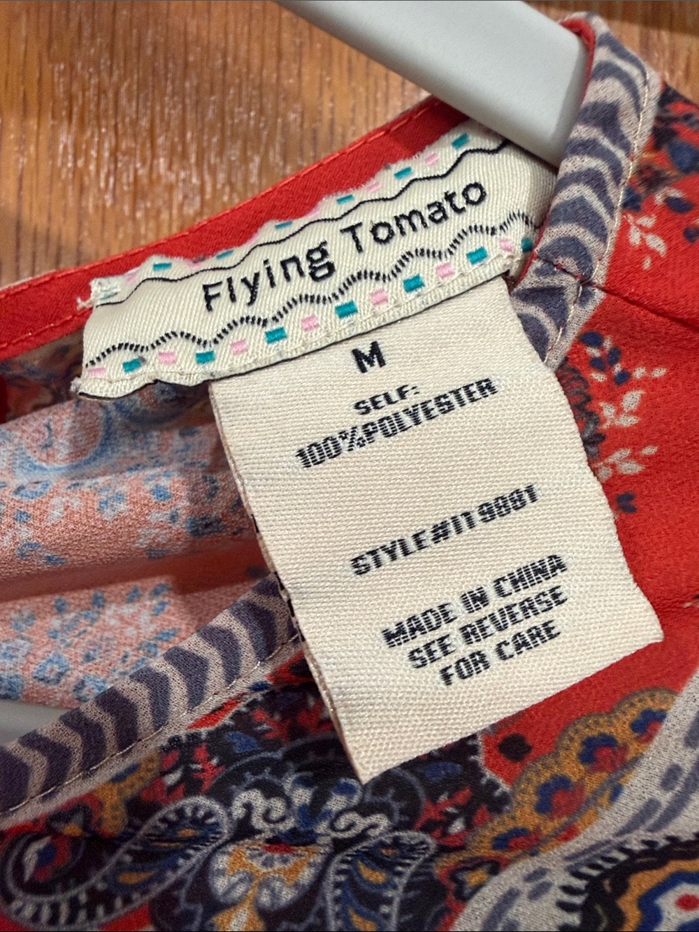 Flying Tomato Orange Printed Boho Peasant Tunic - Picture 2 of 5